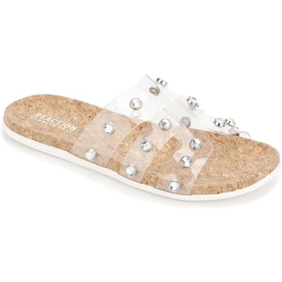 Kenneth Cole Reaction Women's Slim H Band Stud Sandals, White Size 8M - Picture 1 of 4